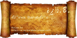 Árva Barabás névjegykártya